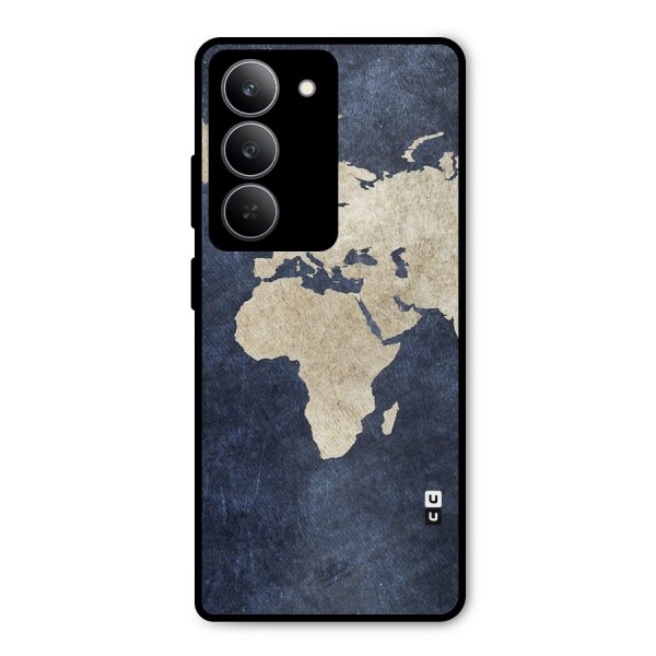 World Map Blue Gold Metal Back Case for Realme 14x