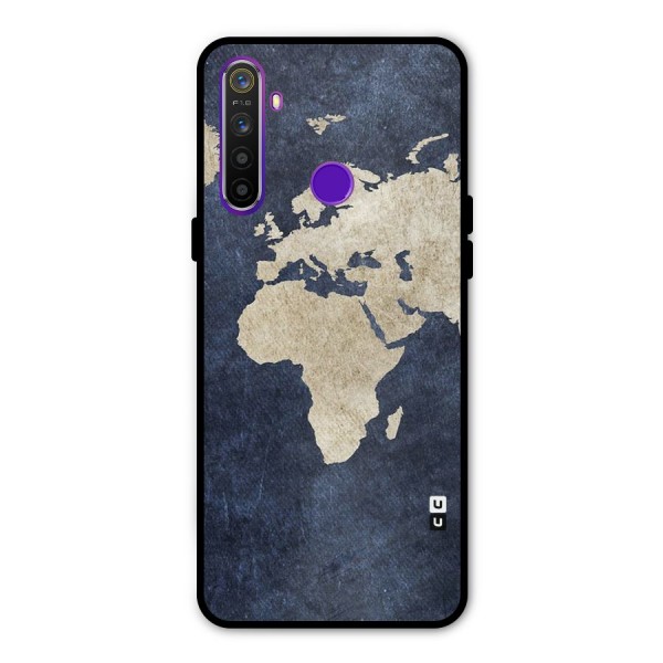 World Map Blue Gold Metal Back Case for Realme Narzo 10