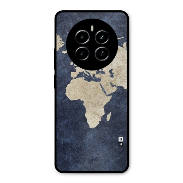 World Map Blue Gold Metal Back Case for Realme P1