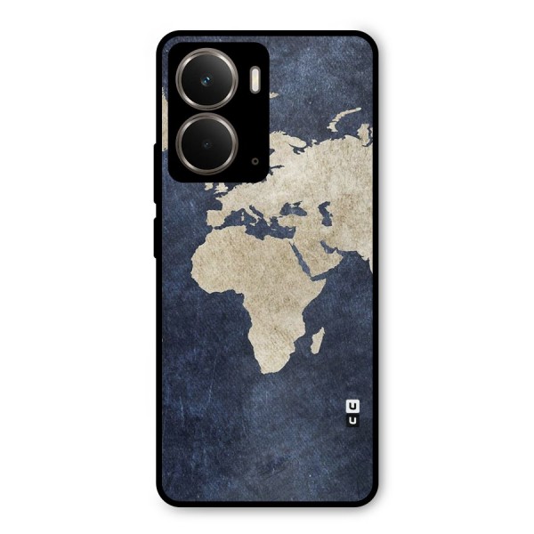 World Map Blue Gold Metal Back Case for Realme P3