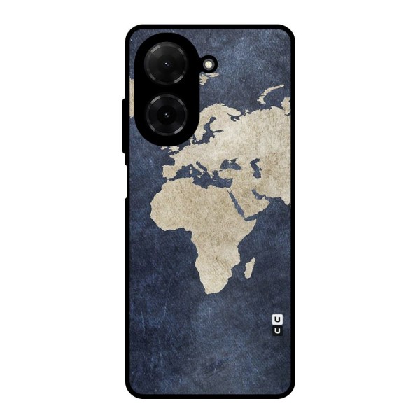 World Map Blue Gold Metal Back Case for Redmi A5 4G