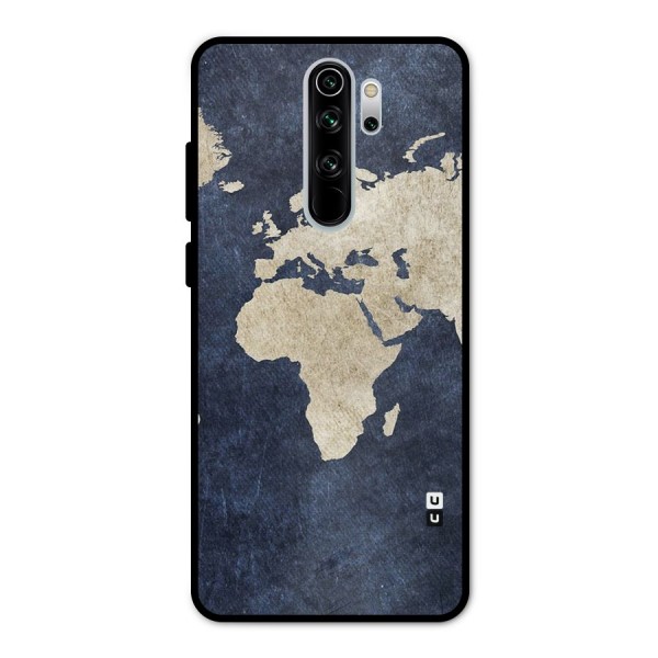 World Map Blue Gold Metal Back Case for Redmi Note 8 Pro