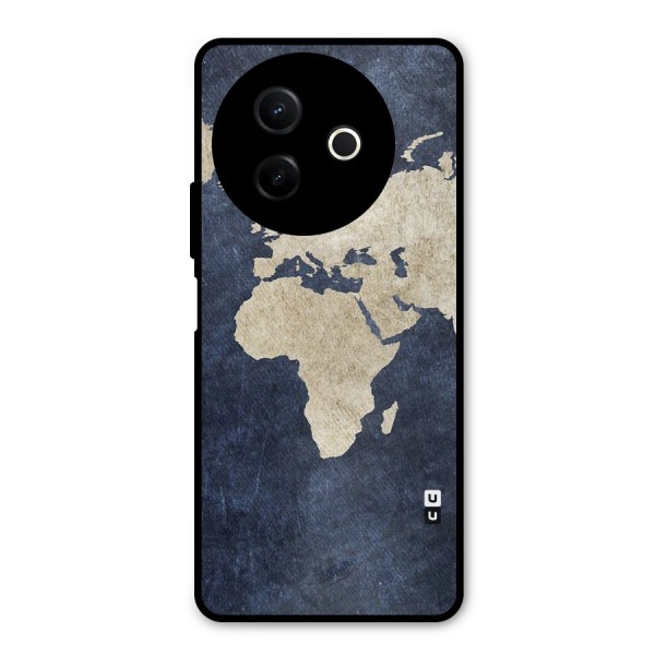 World Map Blue Gold Metal Back Case for Vivo Y39