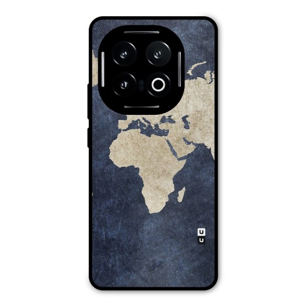 World Map Blue Gold Metal Back Case for iQOO 13