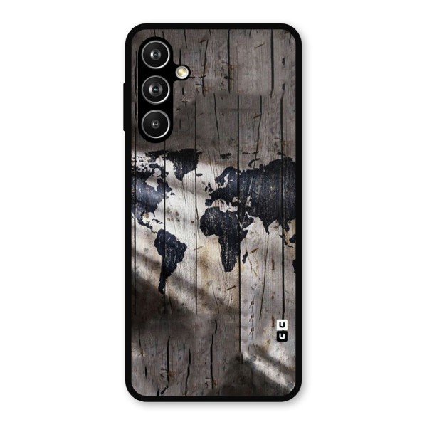 World Map Wood Design Metal Back Case for Galaxy F54