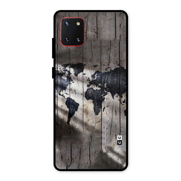 World Map Wood Design Metal Back Case for Galaxy Note 10 Lite