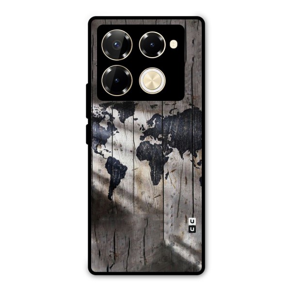 World Map Wood Design Metal Back Case for Infinix Note 40 Pro
