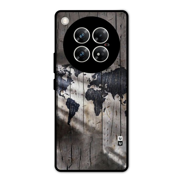 World Map Wood Design Metal Back Case for Infinix Zero 40 5G