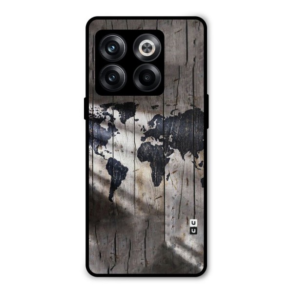 World Map Wood Design Metal Back Case for OnePlus 10T