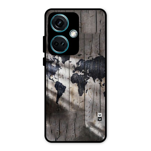 World Map Wood Design Metal Back Case for OnePlus Nord CE 3 5G