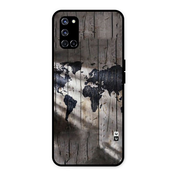 World Map Wood Design Metal Back Case for Oppo A52