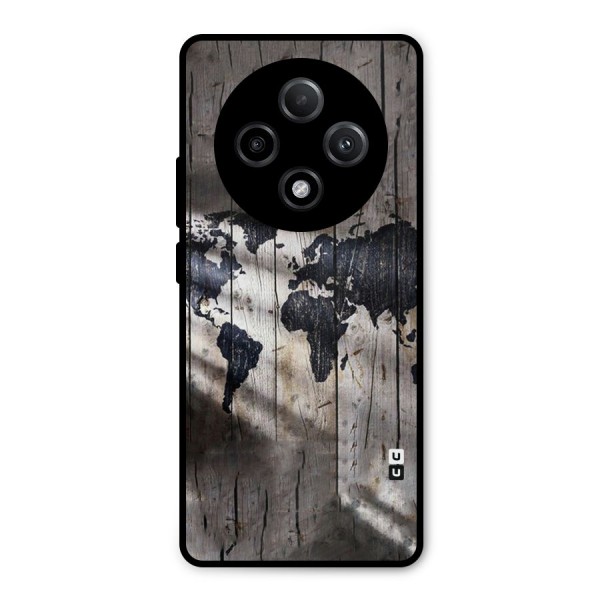 World Map Wood Design Metal Back Case for Oppo F27 Pro Plus