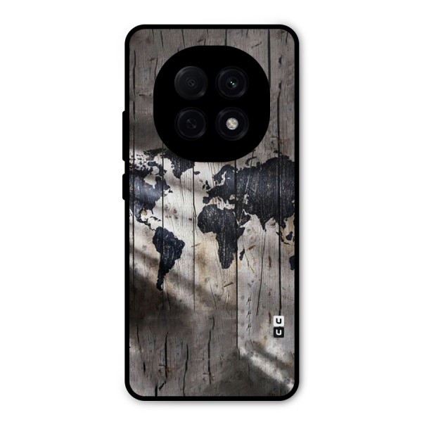 World Map Wood Design Metal Back Case for Oppo F29 Pro