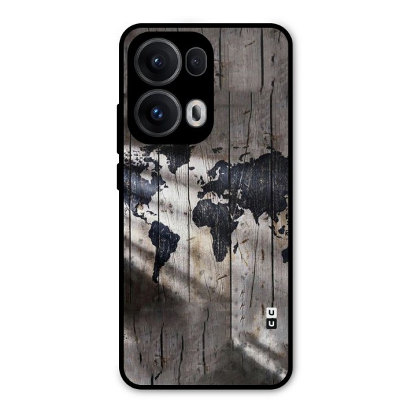 World Map Wood Design Metal Back Case for Oppo Reno13 Pro