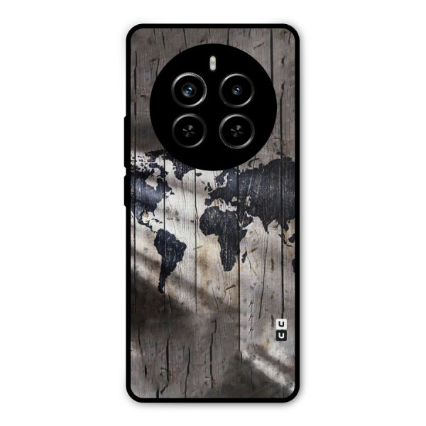 World Map Wood Design Metal Back Case for Realme P1 Pro