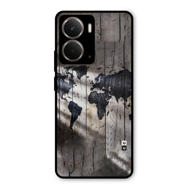 World Map Wood Design Metal Back Case for Realme P3