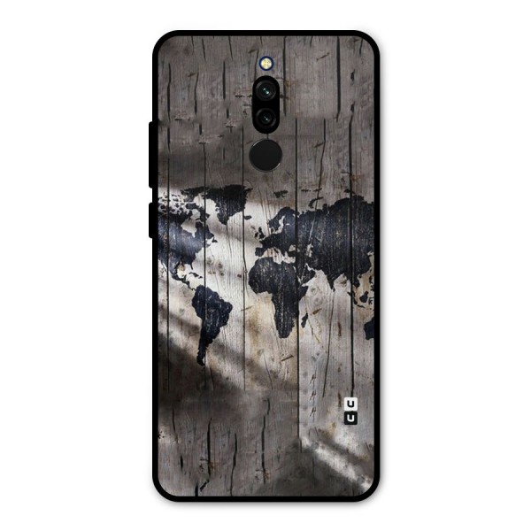 World Map Wood Design Metal Back Case for Redmi 8