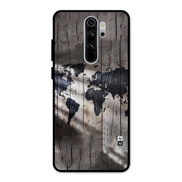 World Map Wood Design Metal Back Case for Redmi Note 8 Pro