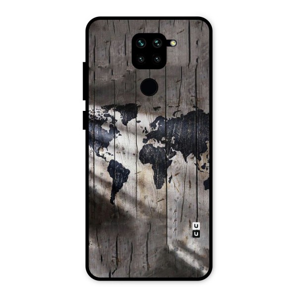 World Map Wood Design Metal Back Case for Redmi Note 9