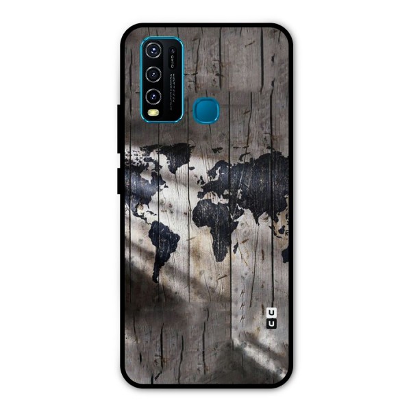 World Map Wood Design Metal Back Case for Vivo Y50