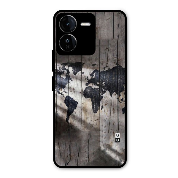 World Map Wood Design Metal Back Case for iQOO Z9