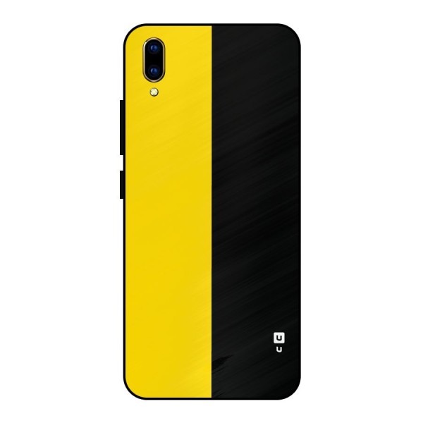 Yellow Black Super Minimalistic Metal Back Case for Vivo V11 Pro