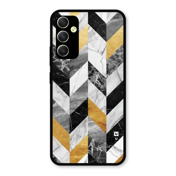 Yellow Grey Marble Metal Back Case for Galaxy A34
