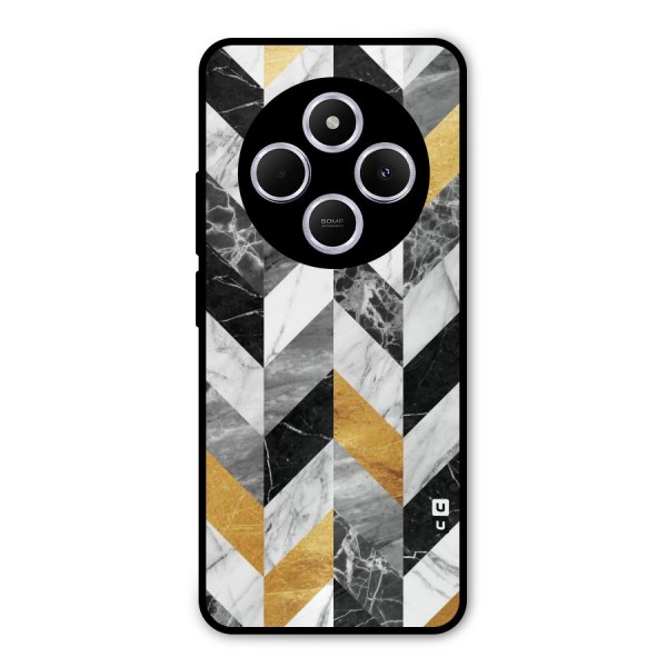 Yellow Grey Marble Metal Back Case for Poco C75 5G