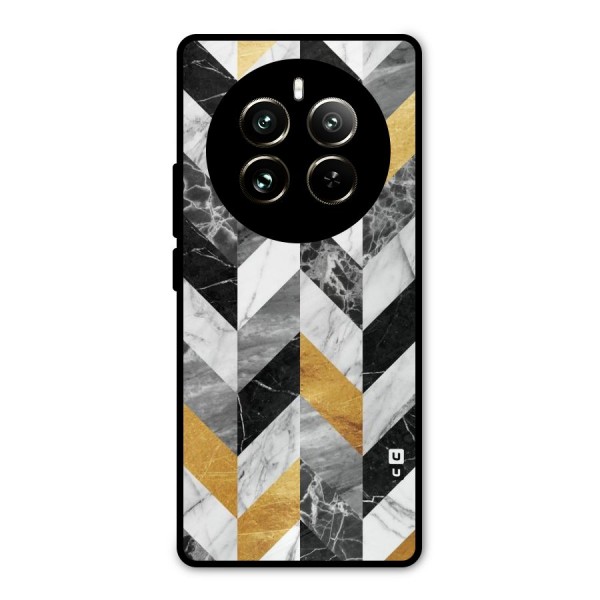 Yellow Grey Marble Metal Back Case for Realme 12 Pro
