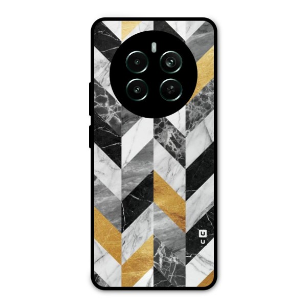 Yellow Grey Marble Metal Back Case for Realme 12 Pro Plus