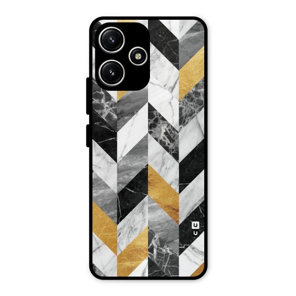 Yellow Grey Marble Metal Back Case for Redmi 12 5G