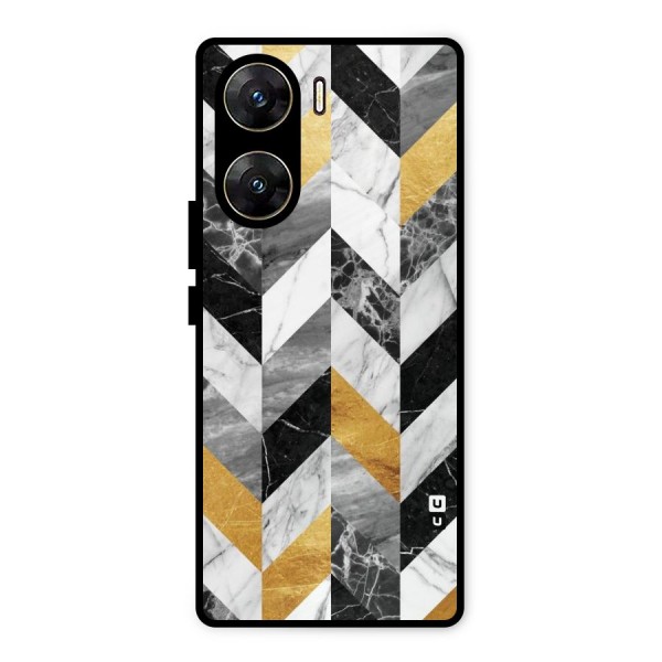 Yellow Grey Marble Metal Back Case for Vivo V29e