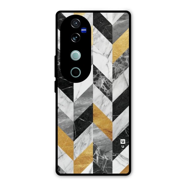 Yellow Grey Marble Metal Back Case for Vivo V40 Pro