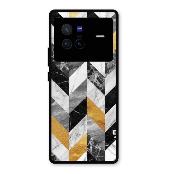 Yellow Grey Marble Metal Back Case for Vivo X80