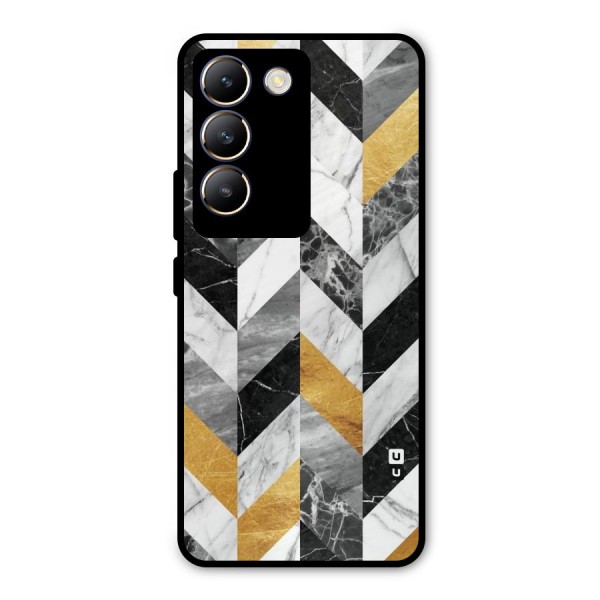 Yellow Grey Marble Metal Back Case for Vivo Y200e