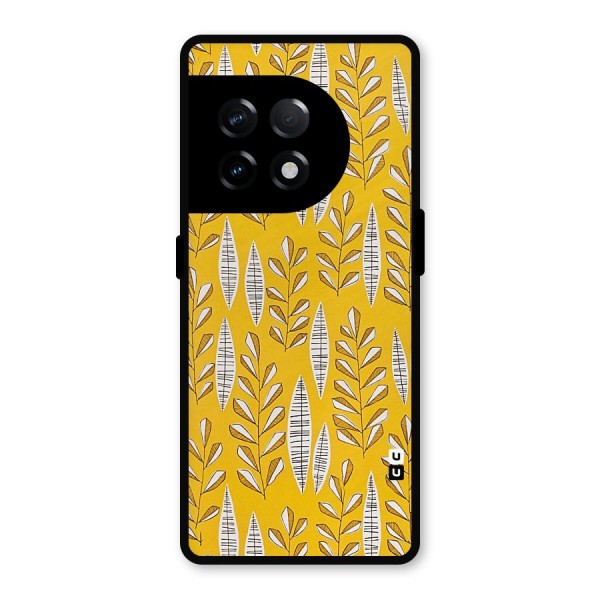 Yellow Leaf Pattern Metal Back Case for OnePlus 11R