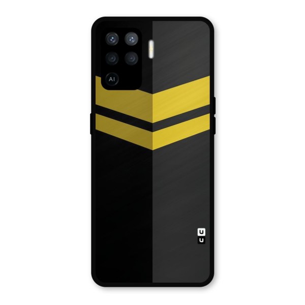 Yellow Lines Metal Back Case for Oppo F19 Pro