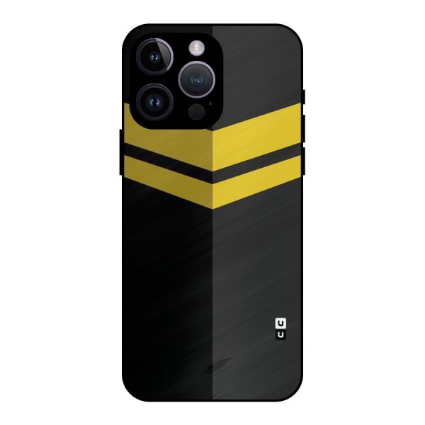 Yellow Lines Metal Back Case for iPhone 14 Pro Max