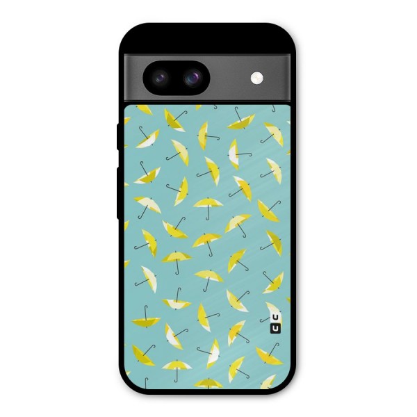 Yellow Umbrella Pattern Metal Back Case for Google Pixel 8a