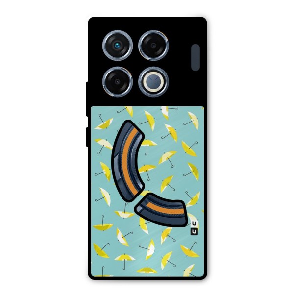Yellow Umbrella Pattern Metal Back Case for Infinix GT 20 Pro
