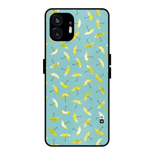 Yellow Umbrella Pattern Metal Back Case for Nothing Phone 2