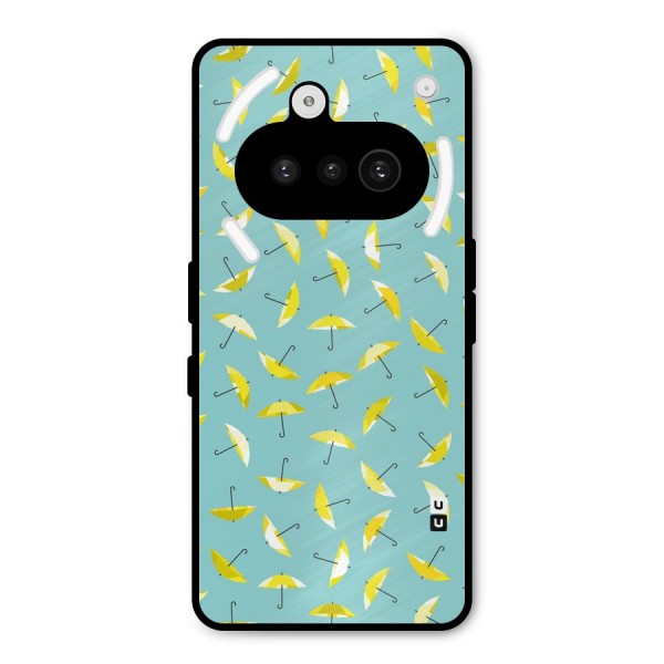 Yellow Umbrella Pattern Metal Back Case for Nothing Phone 3a