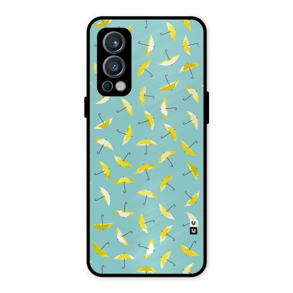 Yellow Umbrella Pattern Metal Back Case for OnePlus Nord 2 5G