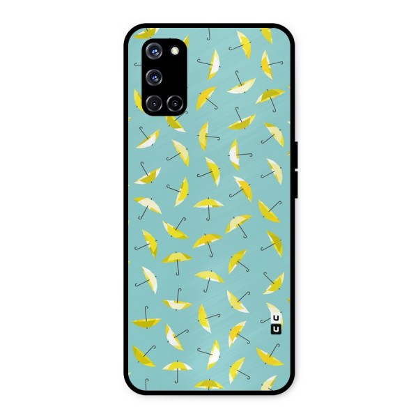 Yellow Umbrella Pattern Metal Back Case for Oppo A52