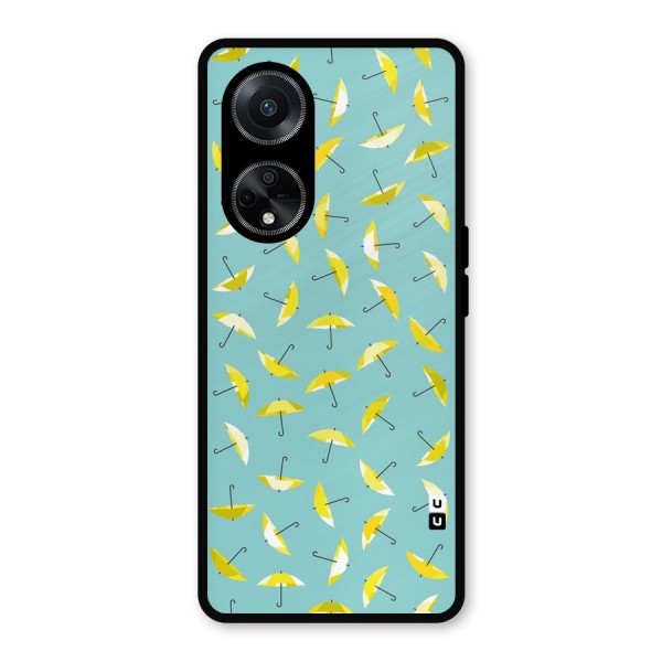 Yellow Umbrella Pattern Metal Back Case for Oppo F23