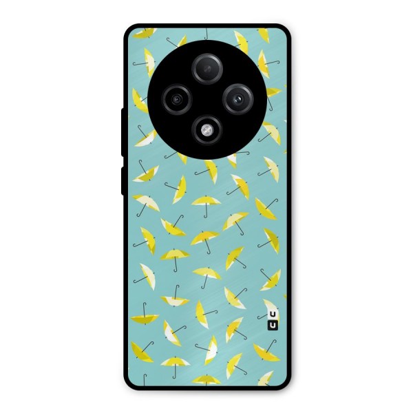 Yellow Umbrella Pattern Metal Back Case for Oppo F27 Pro Plus