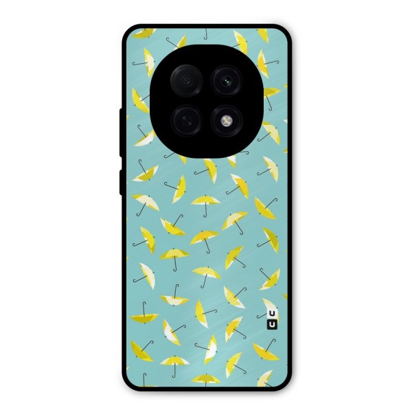 Yellow Umbrella Pattern Metal Back Case for Oppo F29 Pro