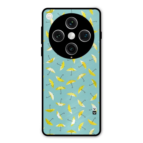 Yellow Umbrella Pattern Metal Back Case for Oppo Find X8 Pro
