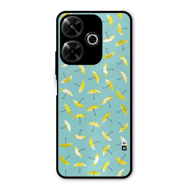 Yellow Umbrella Pattern Metal Back Case for Poco M6 Plus