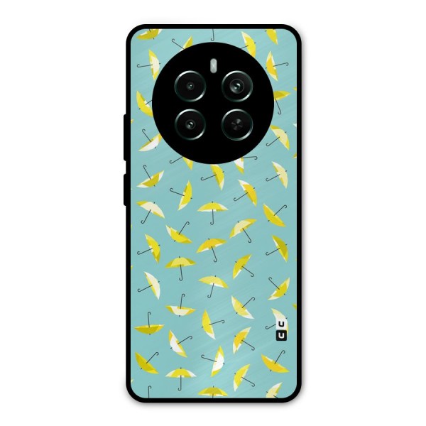 Yellow Umbrella Pattern Metal Back Case for Realme 12 Pro Plus
